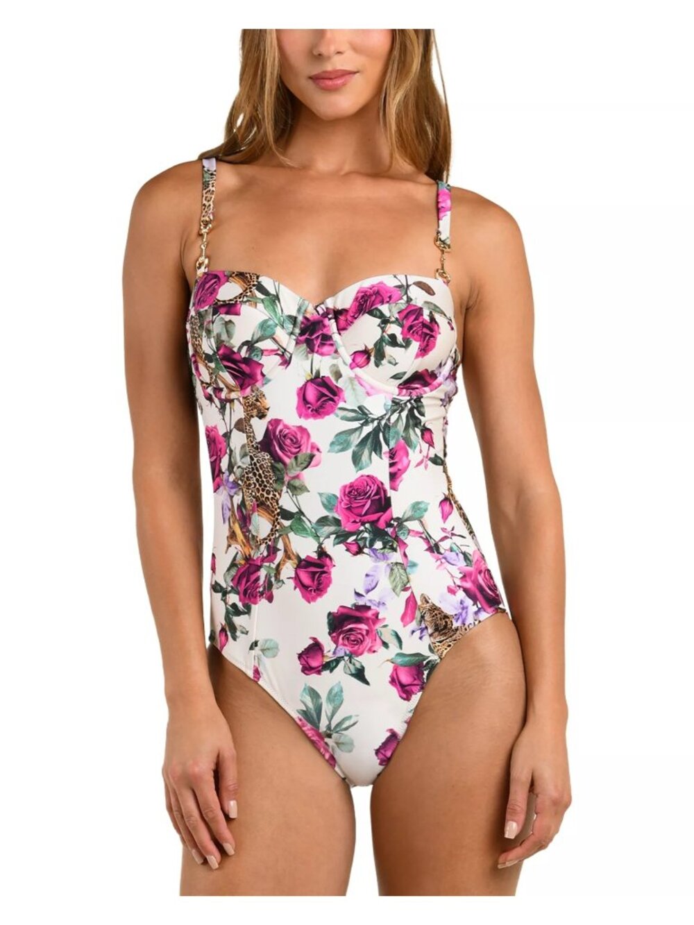 NWT L'AGENCE Amie Rose Leopard Jungle One Piece Swimsuit Multi Size M & L